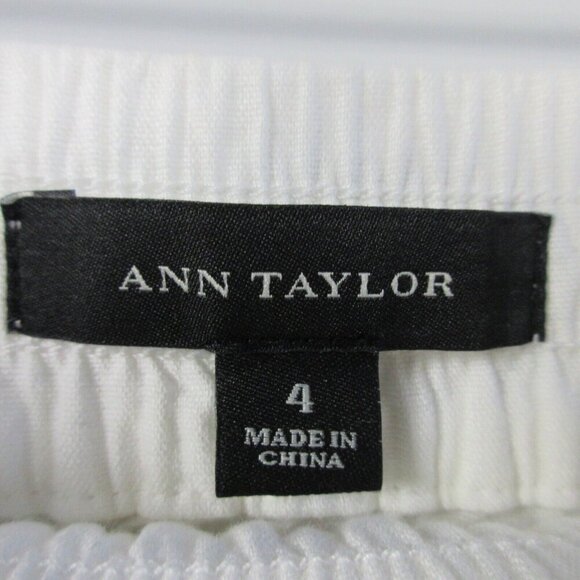 Ann Taylor Women's Mini Skirt Linen Blend Pleated Pull On Sports 4 White 192 - Picture 3 of 10